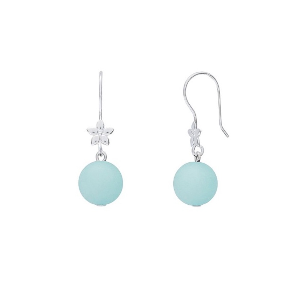 Teal Jade Sphere Drop Earrings